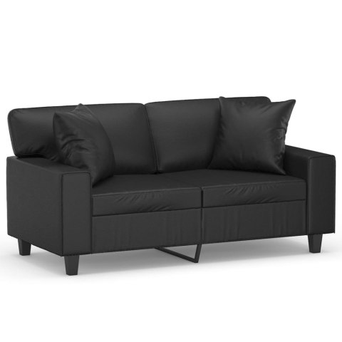  2-osobowa sofa z poduszkami, czarna, 120 cm, sztuczna skóra