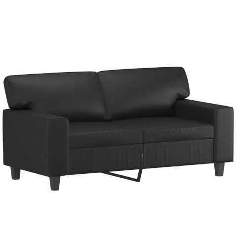  2-osobowa sofa z poduszkami, czarna, 120 cm, sztuczna skóra