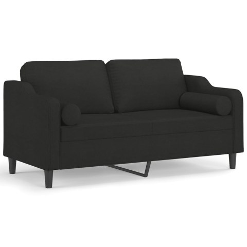  2-osobowa sofa z poduszkami, czarna, 140 cm, tkanina