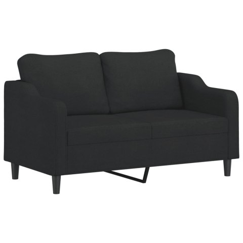  2-osobowa sofa z poduszkami, czarna, 140 cm, tkanina