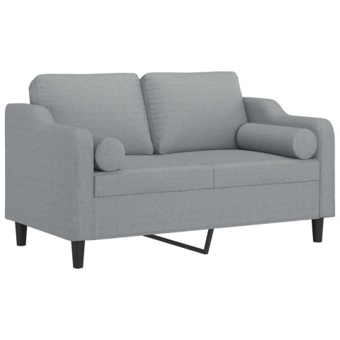  2-osobowa sofa z poduszkami, jasnoszara, 120 cm, tkanina