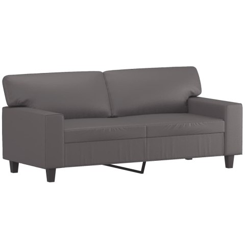  2-osobowa sofa z poduszkami, szara, 140 cm, sztuczna skóra