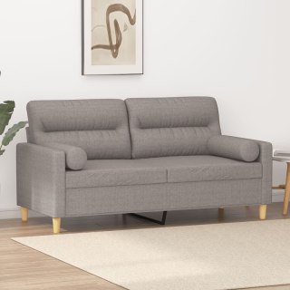  2-osobowa sofa z poduszkami, taupe, 140 cm, tkanina