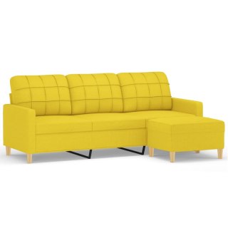  3-osobowa sofa z podnóżkiem, jasnożółty, 180 cm, tkaniną