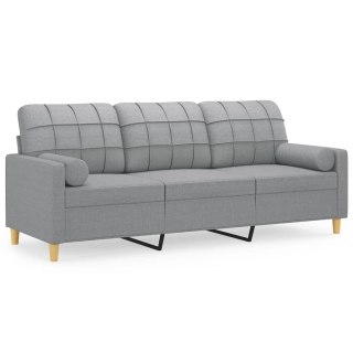  3-osobowa sofa z poduszkami, jasnoszara, 180 cm, tkanina