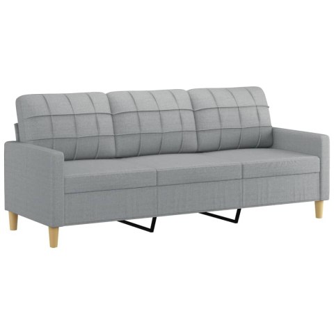  3-osobowa sofa z poduszkami, jasnoszara, 180 cm, tkanina