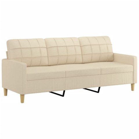  3-osobowa sofa z poduszkami, kremowa, 180 cm, tkanina