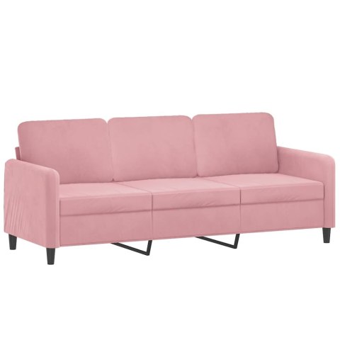  3-osobowa sofa z poduszkami, różowa, 180 cm, aksamit