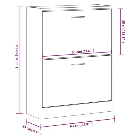  Szafka na buty, czarna, 63x24x81 cm, materiał drewnopochodny