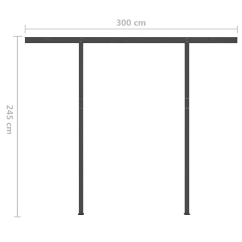  Ręcznie zwijana markiza z LED, 3,5x2,5 m, niebiesko-biała