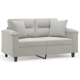  2-osobowa sofa z poduszkami, jasnoszara, 120 cm, mikrofibra