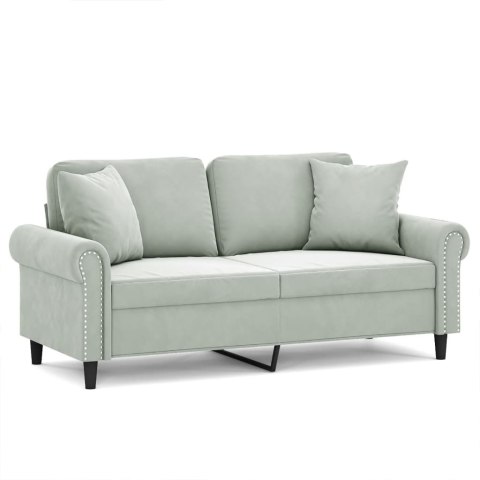  2-osobowa sofa z poduszkami, jasnoszara, 140 cm, aksamit