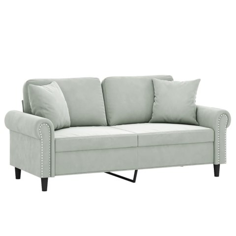  2-osobowa sofa z poduszkami, jasnoszara, 140 cm, aksamit