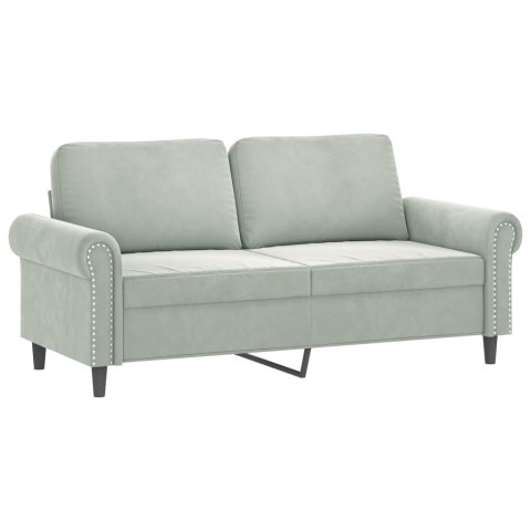  2-osobowa sofa z poduszkami, jasnoszara, 140 cm, aksamit