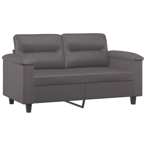  2-osobowa sofa z poduszkami, szara, 120 cm, sztuczna skóra