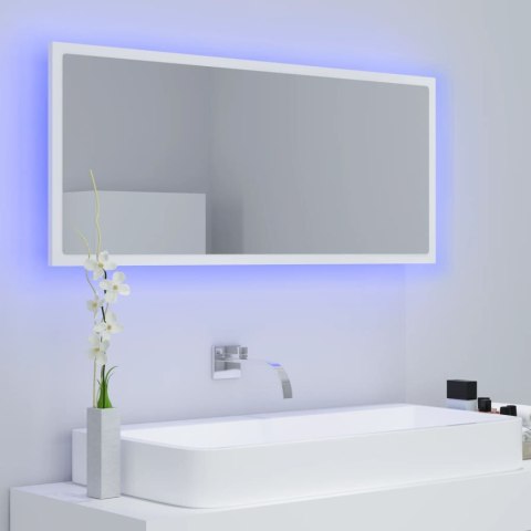  Lustro łazienkowe z LED, białe, 100x8,5x37 cm, akryl