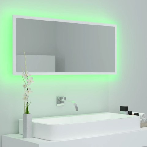  Lustro łazienkowe z LED, białe, 100x8,5x37 cm, akryl