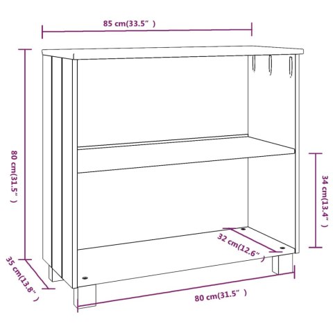  Szafka HAMAR, ciemnoszara, 85x35x80 cm, drewno sosnowe