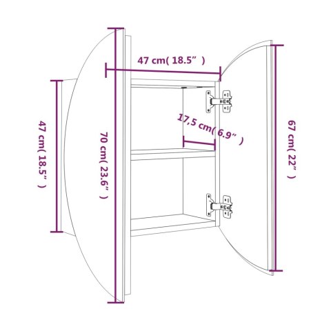  Szafka łazienkowa z lustrem i LED, biała, 47x47x17,5 cm