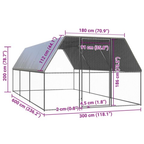  Klatka zewnętrzna dla kurcząt, 3x6x2 m, stal galwanizowana