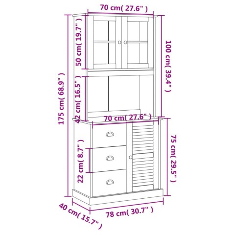  Kredens VIGO, szary, 78x40x175 cm, lite drewno sosnowe