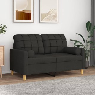  2-osobowa sofa z poduszkami, czarna, 120 cm, tkanina