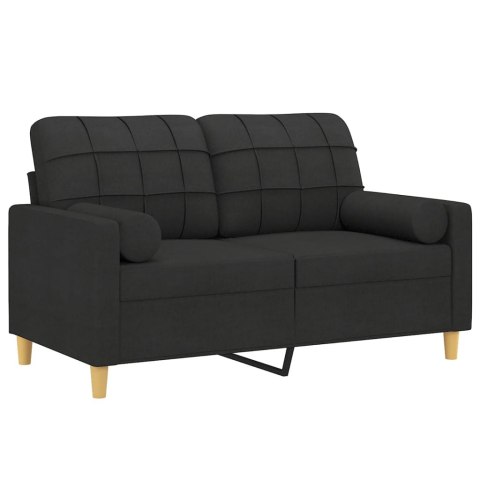  2-osobowa sofa z poduszkami, czarna, 120 cm, tkanina