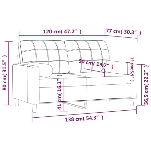  2-osobowa sofa z poduszkami, czarna, 120 cm, tkanina