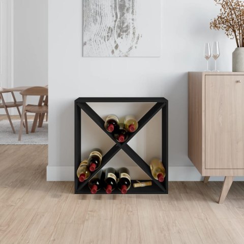  Szafka na wino, czarny, 62x25x62 cm, lite drewno sosnowe