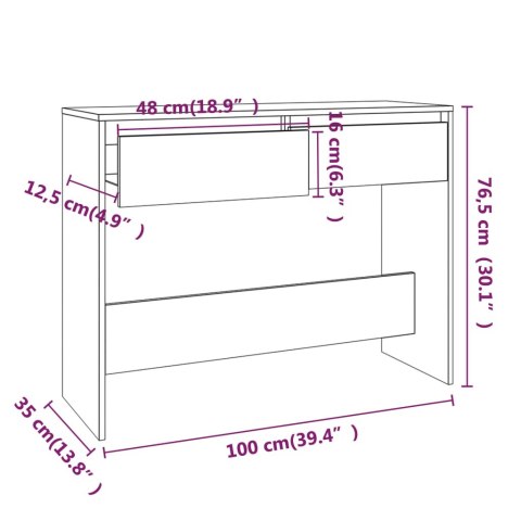  Stolik konsolowy, biały 100x35x76,5 cm, materiał drewnopochodny