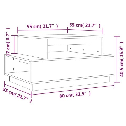  Stolik kawowy, szary, 80x55x40,5 cm, lite drewno sosnowe