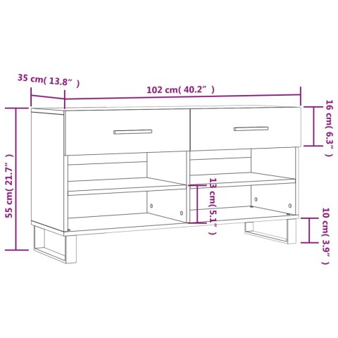  Ławka z miejscem na buty, biała, 102x35x55 cm