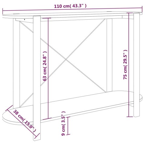  Stolik konsolowy, czarny, 110x38x75 cm, materiał drewnopochodny