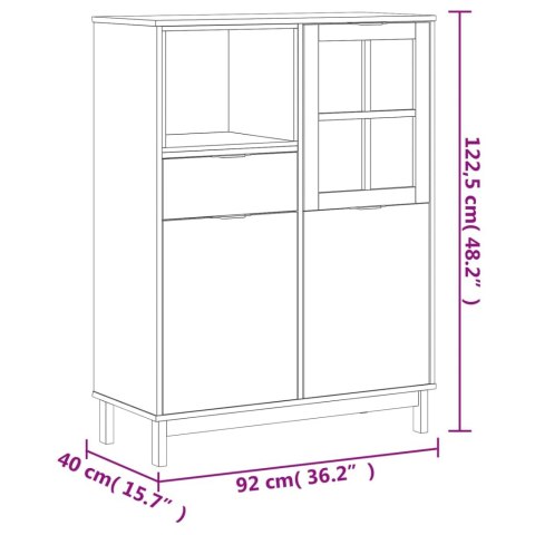  Kredens z przeszklonymi drzwiami FLAM, 92x40x122,5 cm, sosna