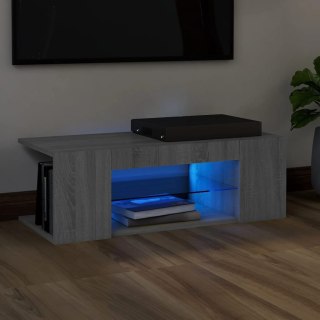  Szafka pod TV z oświetleniem LED, szary dąb sonoma, 90x39x30 cm