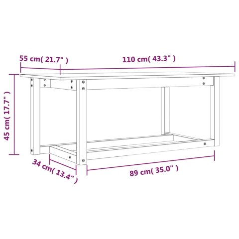  Stolik kawowy, czarny, 110x55x45 cm, lite drewno sosnowe