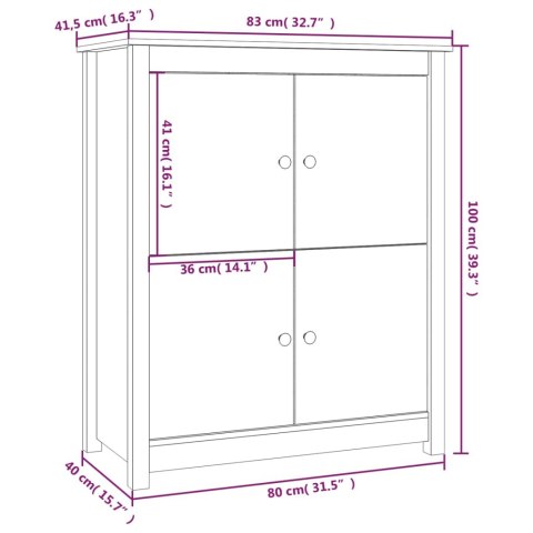  Szafka, czarna, 83x41,5x100 cm, lite drewno sosnowe