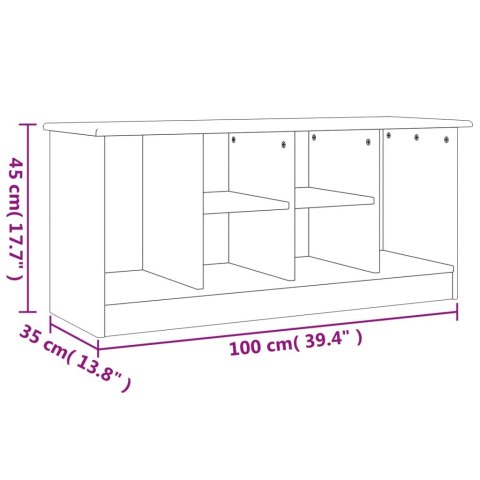  Ławka ze schowkiem na buty ALTA, biała, 100x35x45 cm, sosna