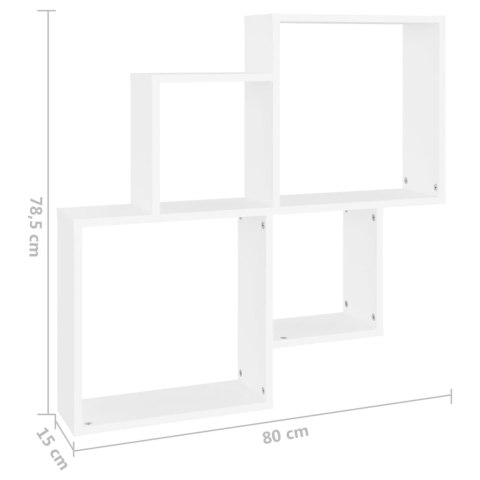  Półka ścienna kostki, biała 80x15x78,5, materiał drewnopochodny