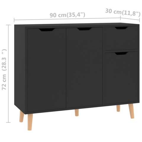  Szafka, czarna z połyskiem 90x30x72 cm, materiał drewnopochodny