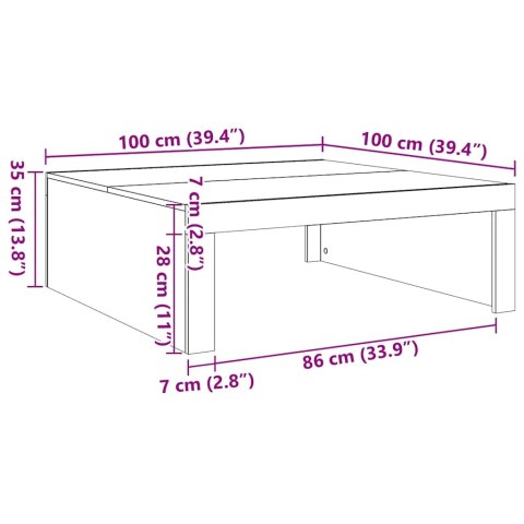  Stolik kawowy, biały, 100x100x35 cm, materiał drewnopochodny