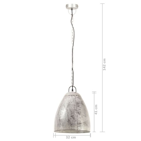  Industrialna lampa wisząca, 25 W, srebrna, okrągła, 32 cm, E27