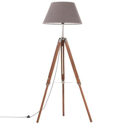  Lampa podłogowa na trójnogu, brązowo-szara, tek, 141 cm