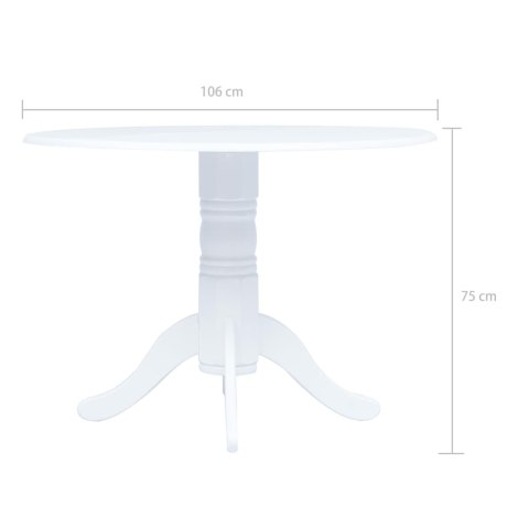  Stół biały, 106 cm, lite drewno kauczukowca