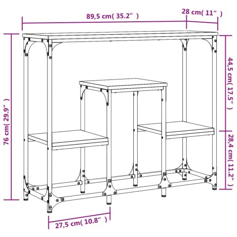  Stolik konsolowy, czarny, 89,5x28x76cm, materiał drewnopochodny