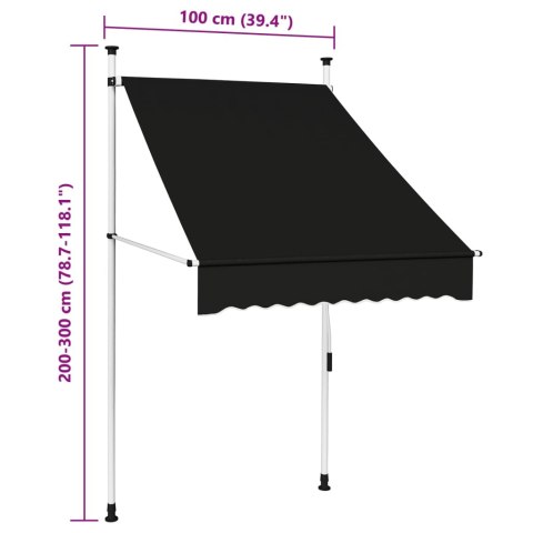  Markiza zwijana ręcznie, 100 cm, antracytowa