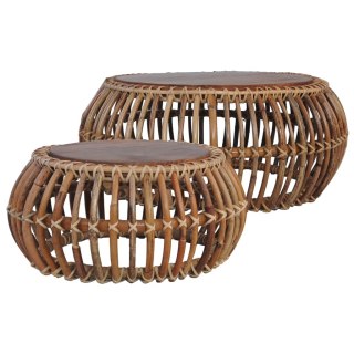  Stoliki kawowe, 2 szt., naturalny rattan