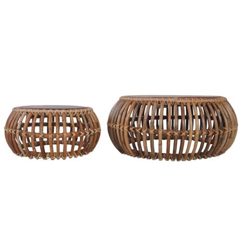  Stoliki kawowe, 2 szt., naturalny rattan