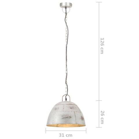  Industrialna lampa wisząca, 25 W, srebrna, okrągła, 31 cm, E27