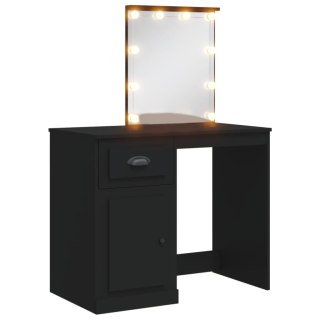  Toaletka z lampkami LED, czarna, 90x42x132,5 cm